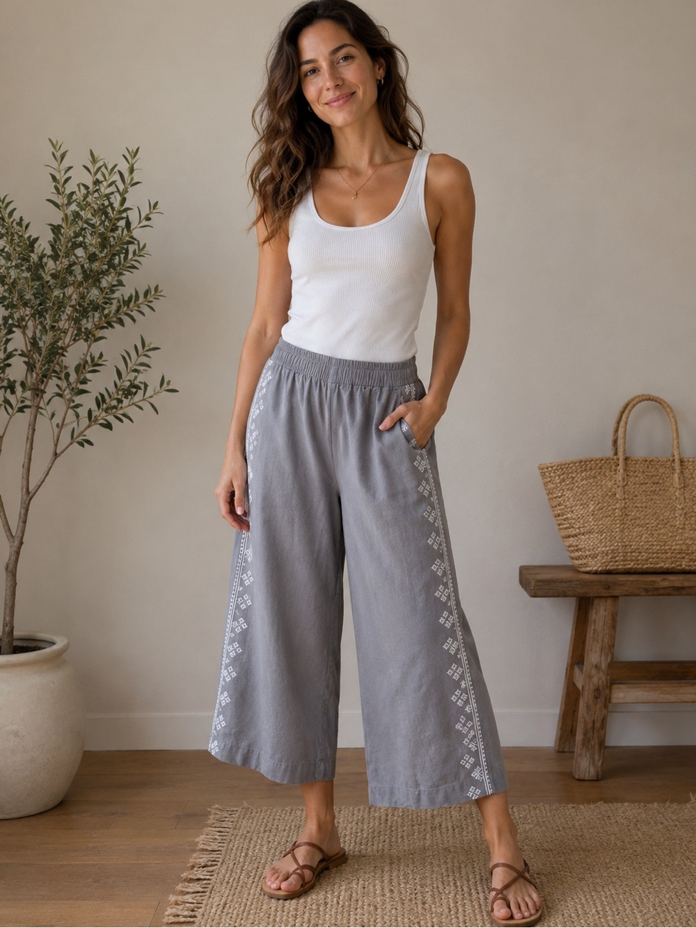 Pure Jill Wide leg boho pants